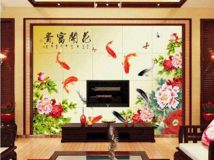 沙发背景墙-意乐施瓷砖艺术背景墙，艺术背景墙，瓷砖背景墙