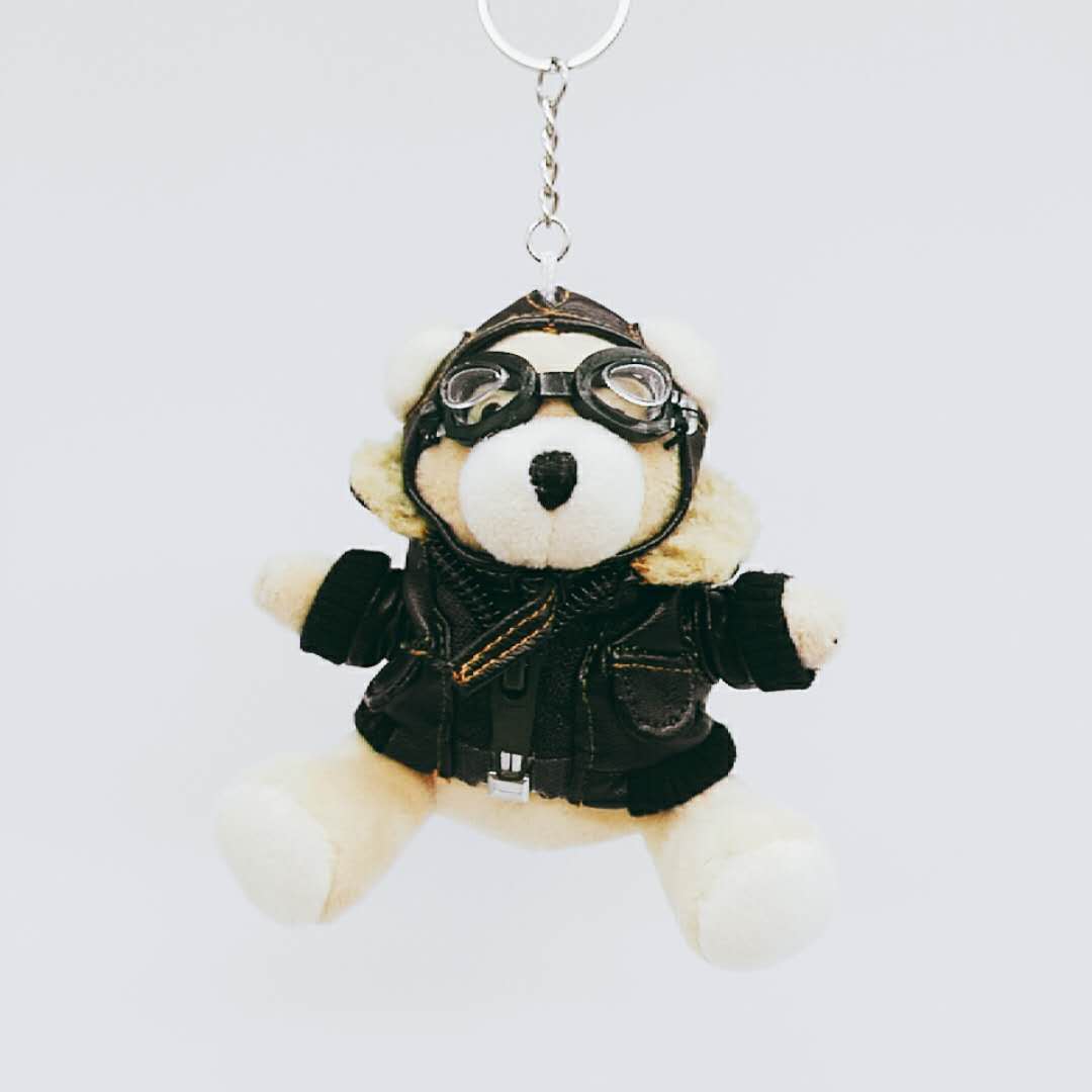 Custom little bear pilot plush keychain logo gift of TOP GUN